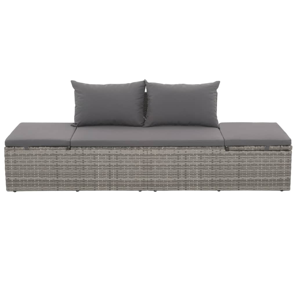 Gartenbett Grau 195×60 cm Poly Rattan - Pazzar.ch