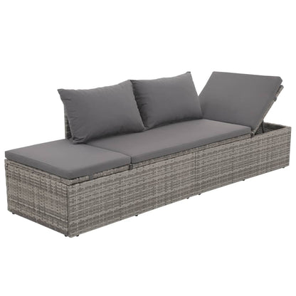 Gartenbett Grau 195×60 cm Poly Rattan - Pazzar.ch