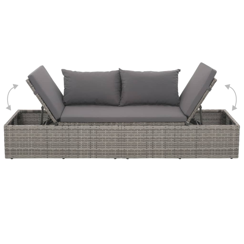 Gartenbett Grau 195×60 cm Poly Rattan - Pazzar.ch