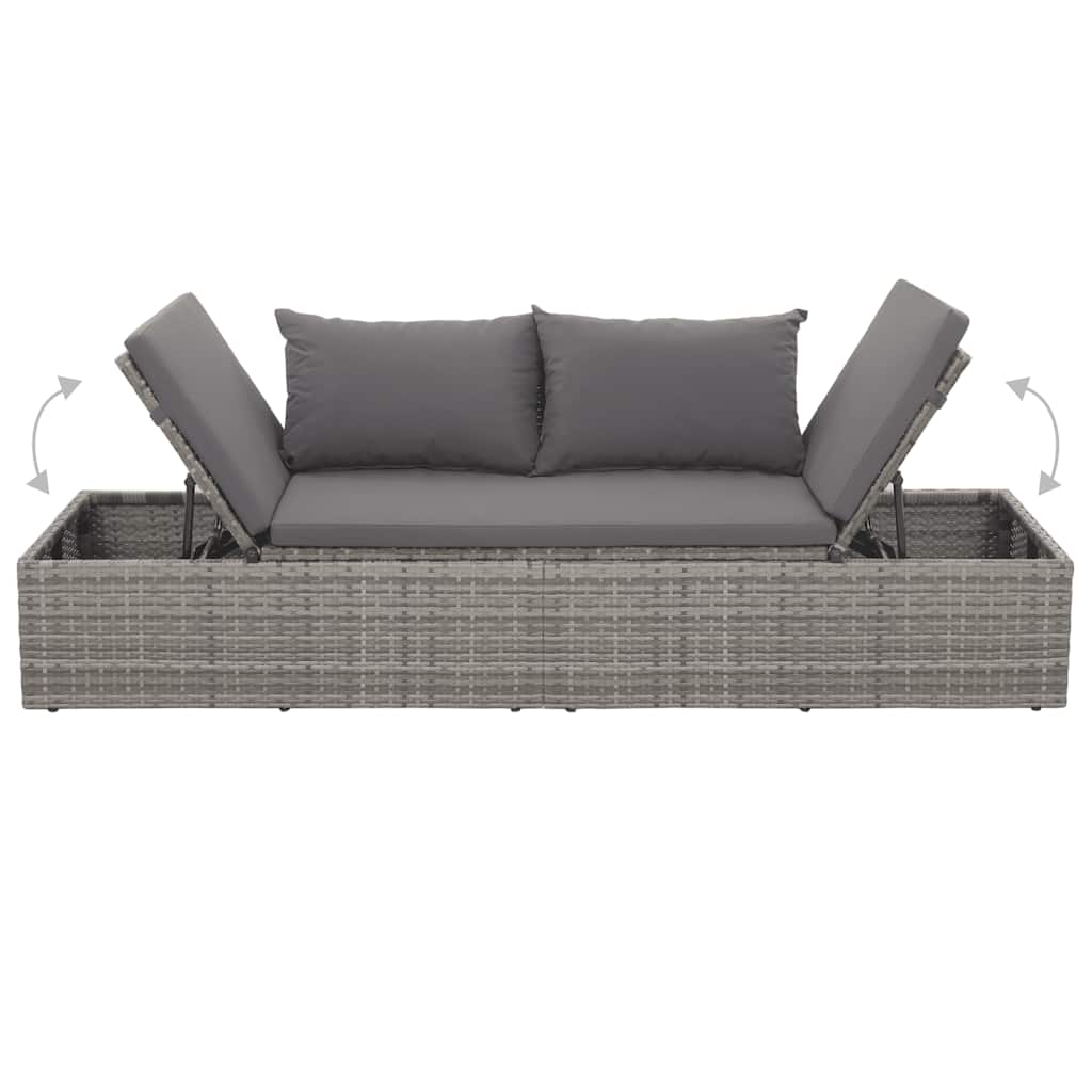 Gartenbett Grau 195×60 cm Poly Rattan - Pazzar.ch