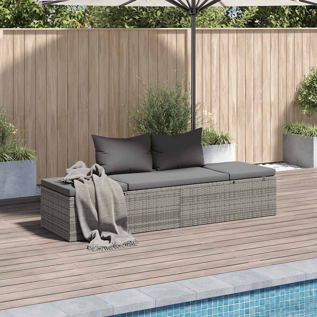 Gartenbett Grau 195×60 cm Poly Rattan - Pazzar.ch