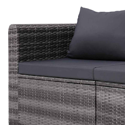 4-tlg. Garten-Sofagarnitur mit Kissen Grau Poly Rattan