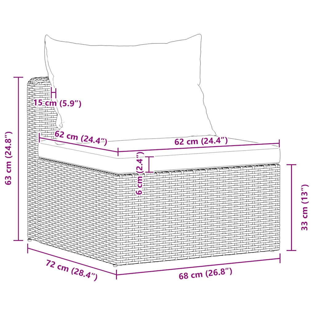 4-tlg. Garten-Sofagarnitur mit Kissen Grau Poly Rattan