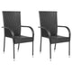 Stapelbare Gartenstühle 2 Stk. Poly Rattan Schwarz