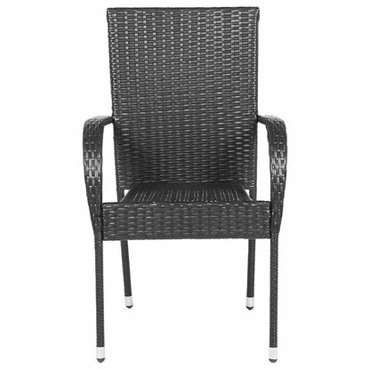 Stapelbare Gartenstühle 2 Stk. Poly Rattan Schwarz