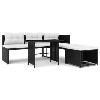 4-tlg. Garten-Lounge-Set Poly Rattan Schwarz - Pazzar.ch