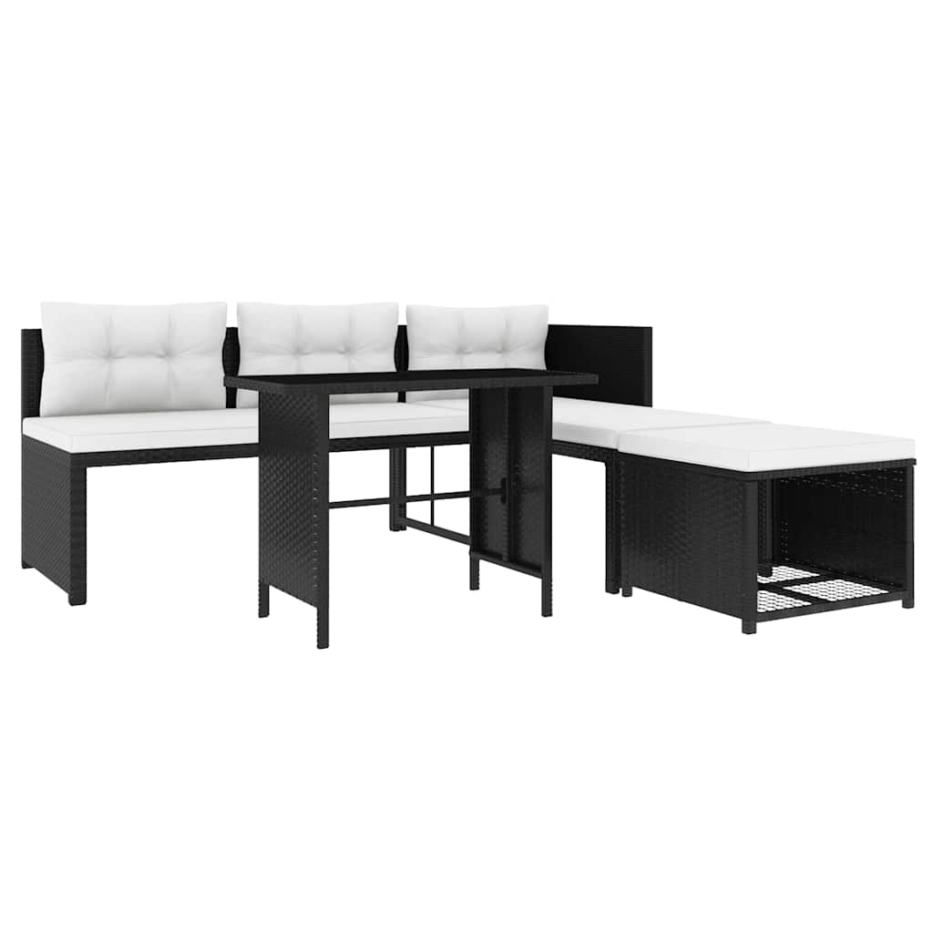 4-tlg. Garten-Lounge-Set Poly Rattan Schwarz - Pazzar.ch