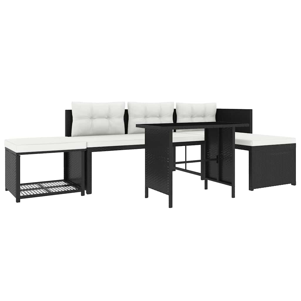 4-tlg. Garten-Lounge-Set Poly Rattan Schwarz - Pazzar.ch
