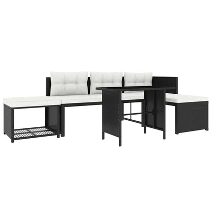 4-tlg. Garten-Lounge-Set Poly Rattan Schwarz - Pazzar.ch