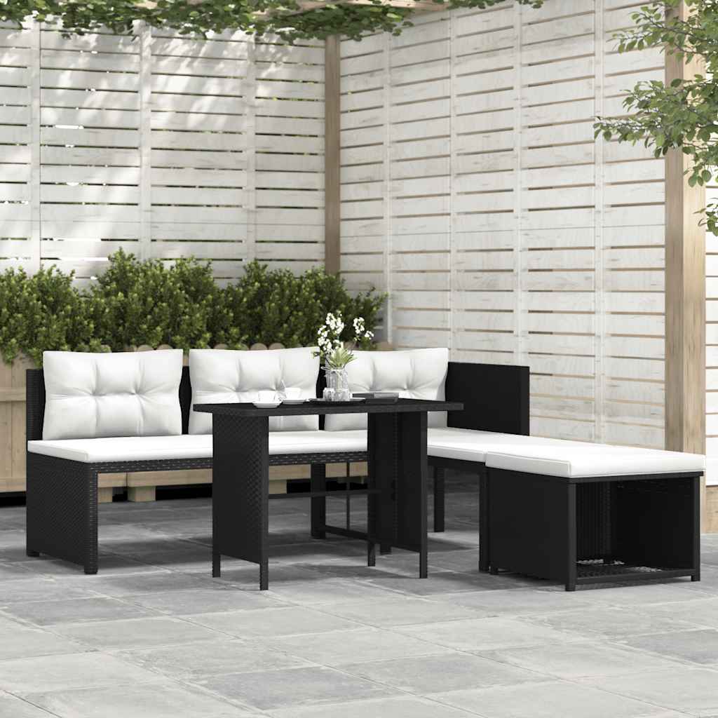 4-tlg. Garten-Lounge-Set Poly Rattan Schwarz - Pazzar.ch