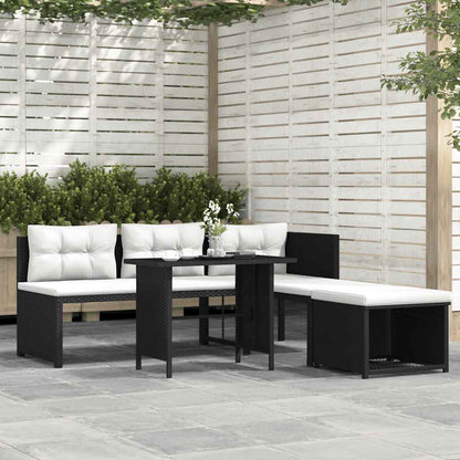 4-tlg. Garten-Lounge-Set Poly Rattan Schwarz - Pazzar.ch