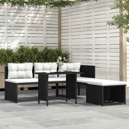 4-tlg. Garten-Lounge-Set Poly Rattan Schwarz - Pazzar.ch