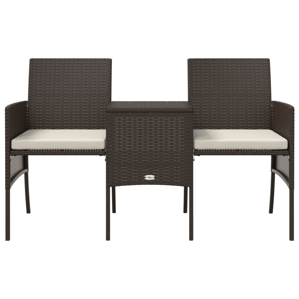 2-Sitzer-Gartensofa mit Tisch & Hocker Poly Rattan Braun - Pazzar.ch