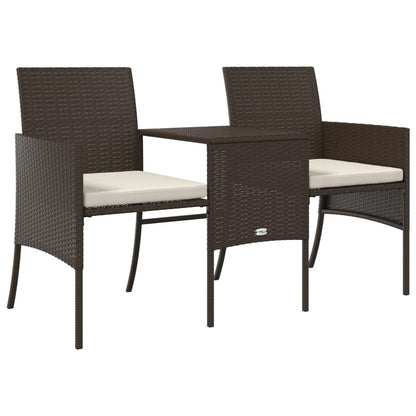 2-Sitzer-Gartensofa mit Tisch & Hocker Poly Rattan Braun - Pazzar.ch