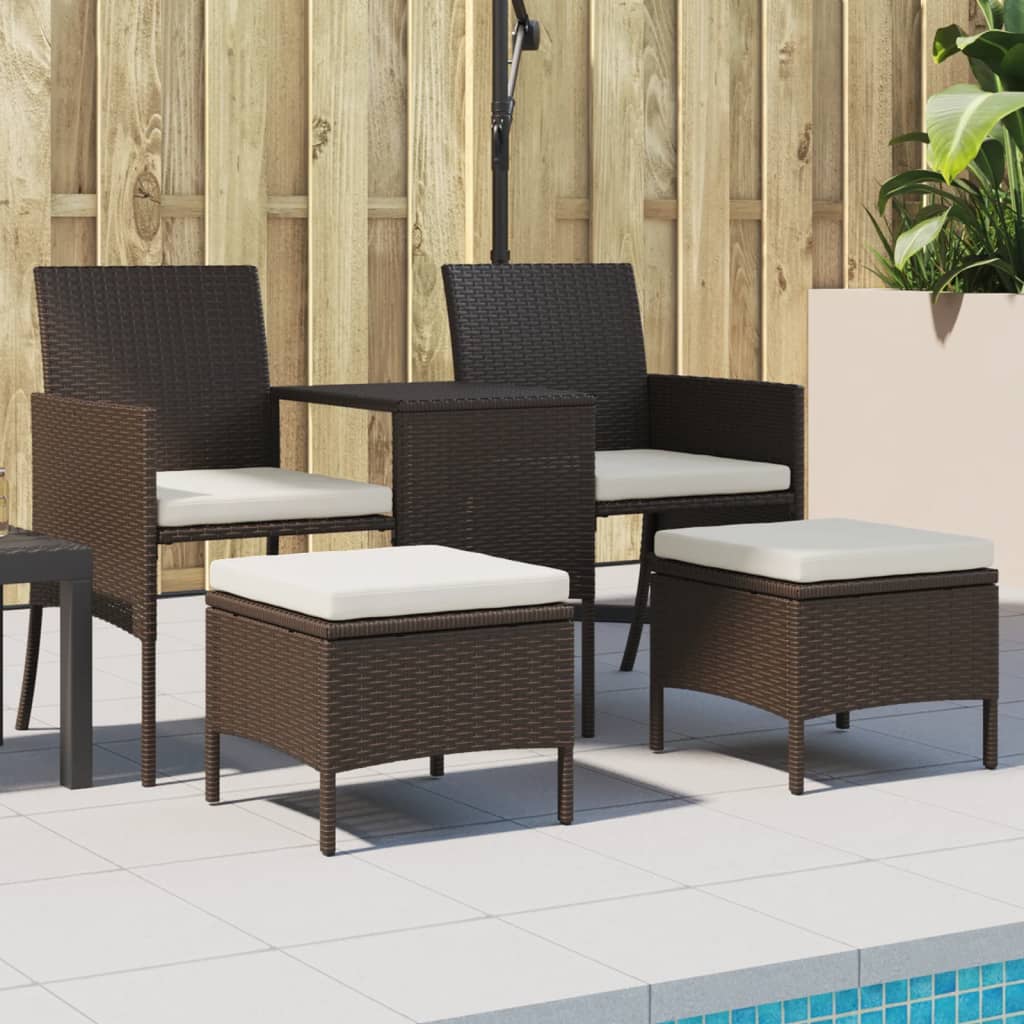 2-Sitzer-Gartensofa mit Tisch & Hocker Poly Rattan Braun - Pazzar.ch