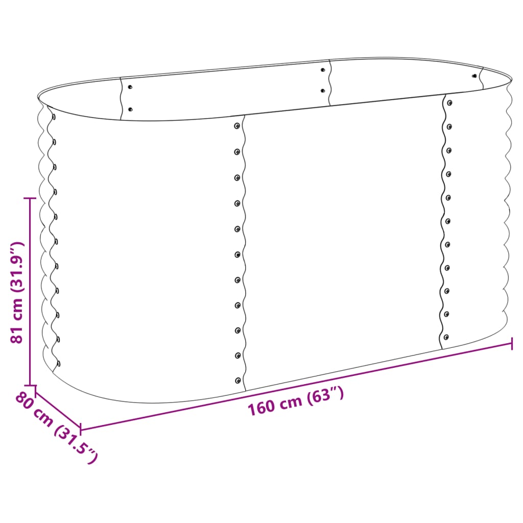 Garten-Hochbeet 160x80x81 cm Verzinkter Stahl Silbern