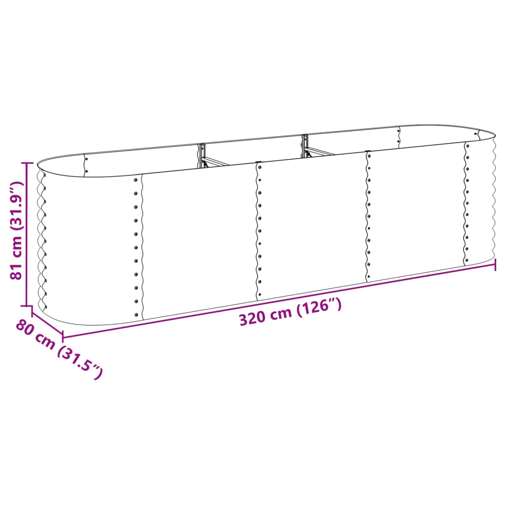 Garten-Hochbeet 320x80x81 cm Verzinkter Stahl Grau - Pazzar.ch