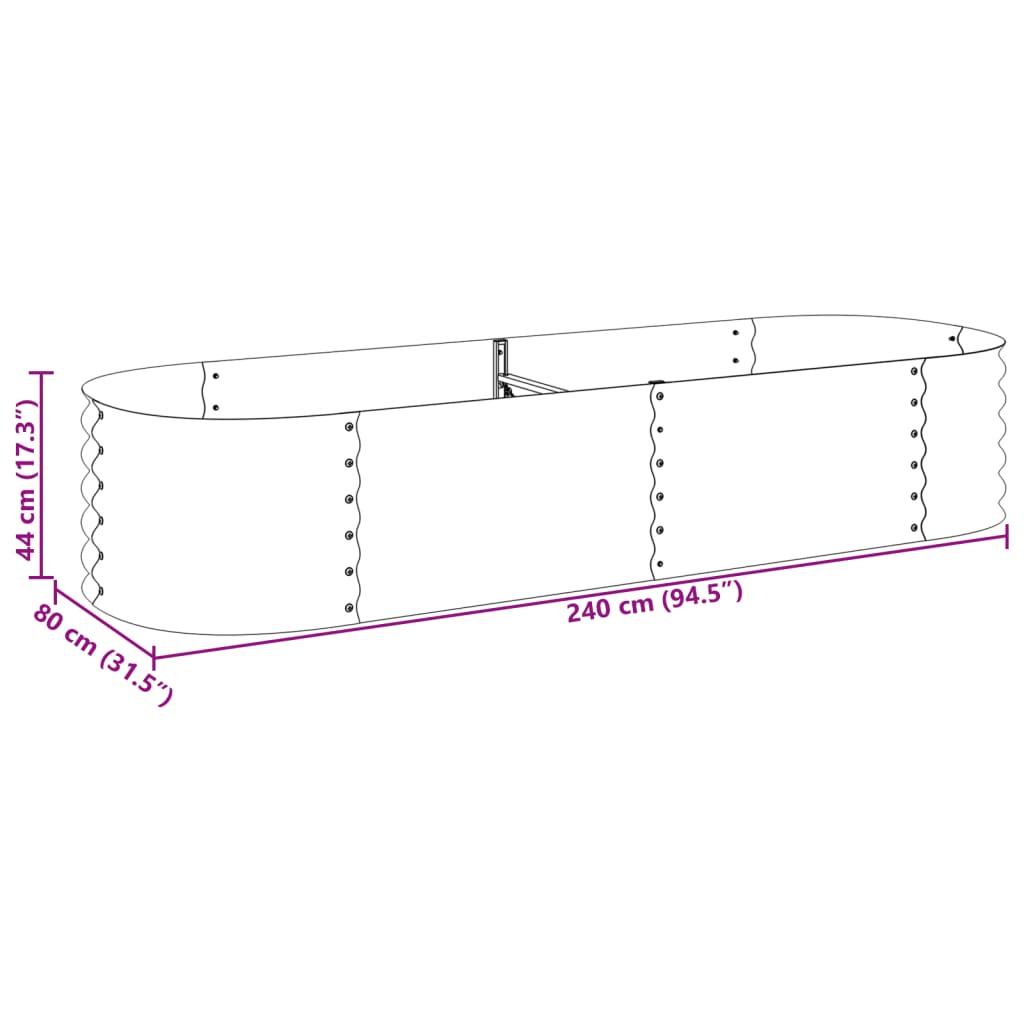 Garten-Hochbeet 240x80x44 cm Verzinkter Stahl Grau - Pazzar.ch