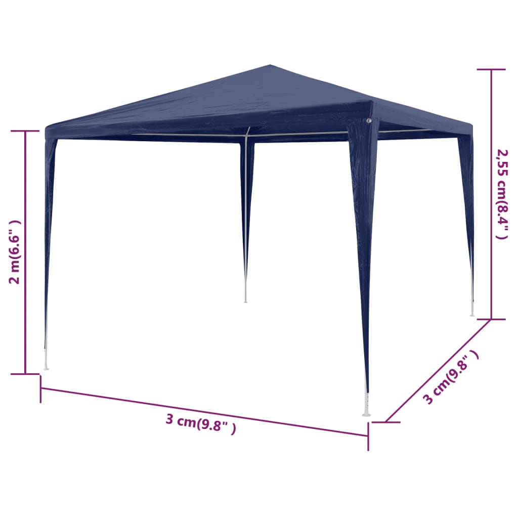 Partyzelt 3x3 m Blau - Pazzar.ch