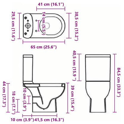 Keramik-Toilette Abgang Horizontal Schwarz