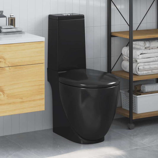 Keramik-Toilette Abgang Horizontal Schwarz