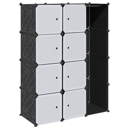 Modularer Schrank mit 9 Fächern 109x36,5x143cm Schwarz und Weiß