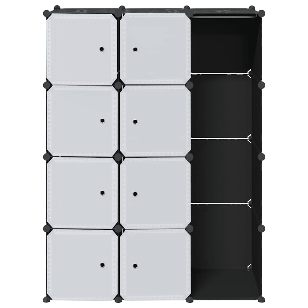 Modularer Schrank mit 9 Fächern 109x36,5x143cm Schwarz und Weiß