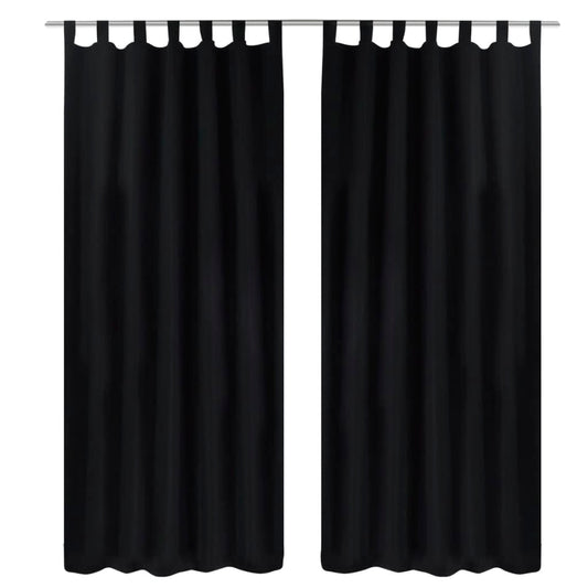 Vorhänge Gardinen aus Satin 2-teilig 140 x 175 cm Schwarz - Pazzar.ch