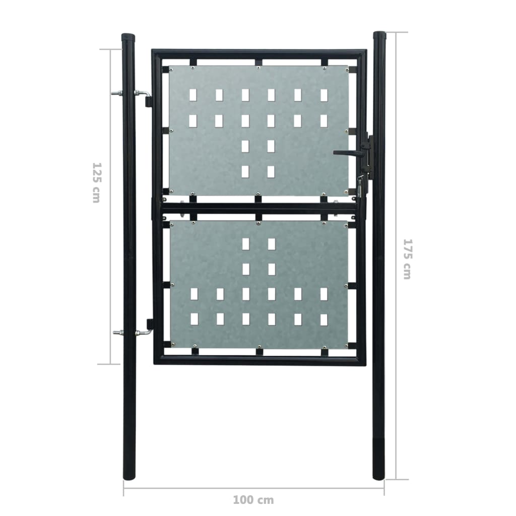 Zauntor (Einzeltor) Schwarz 100x175 cm - Pazzar.ch