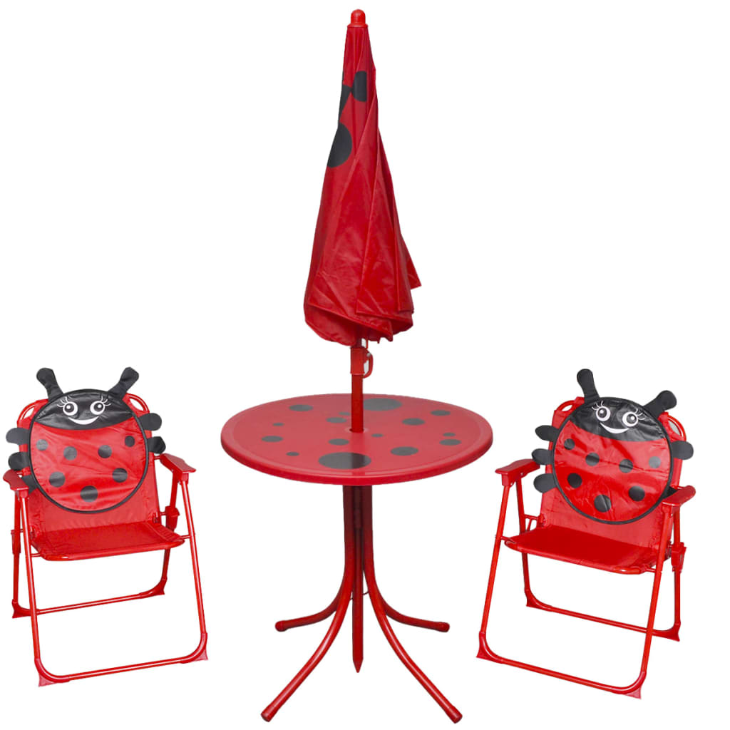 3-tlg. Garten-Bistro-Set für Kinder mit Sonnenschirm Rot - Pazzar.ch