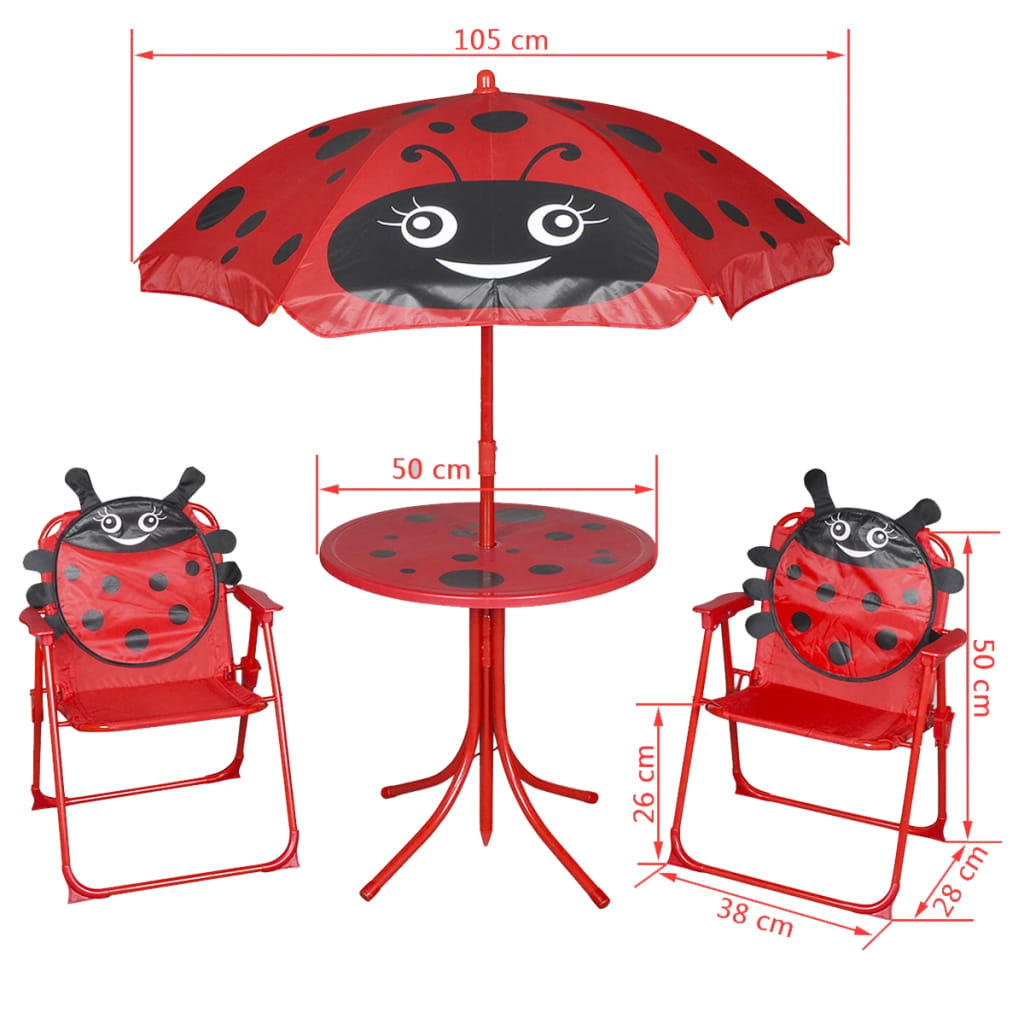 3-tlg. Garten-Bistro-Set für Kinder mit Sonnenschirm Rot - Pazzar.ch