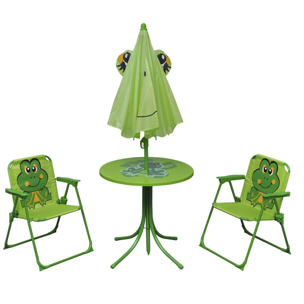 3-tlg. Garten-Bistro-Set für Kinder mit Sonnenschirm Grün - Pazzar.ch