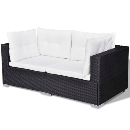 10-tlg. Garten-Lounge-Set mit Auflagen Poly Rattan Schwarz - Pazzar.ch