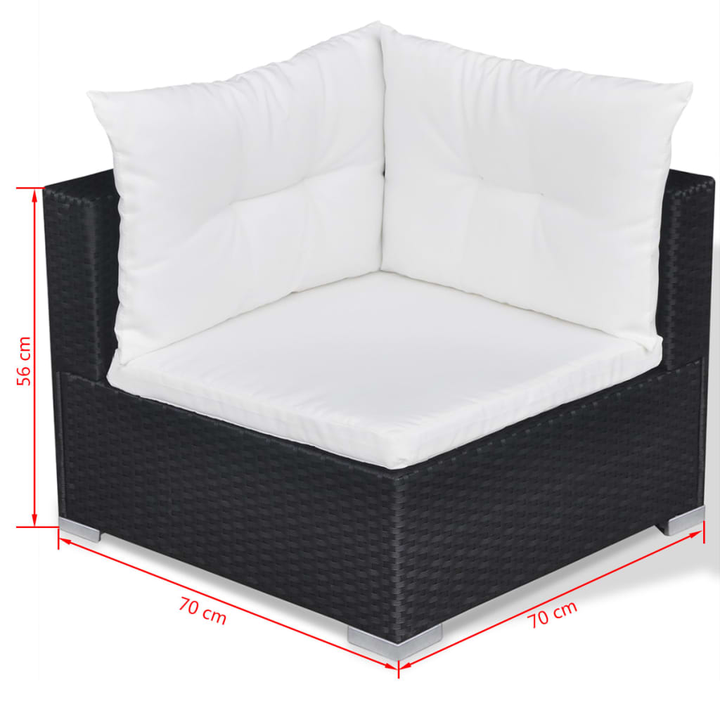 10-tlg. Garten-Lounge-Set mit Auflagen Poly Rattan Schwarz - Pazzar.ch