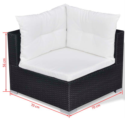 10-tlg. Garten-Lounge-Set mit Auflagen Poly Rattan Schwarz - Pazzar.ch