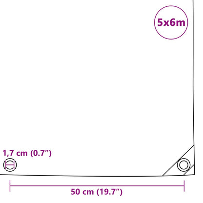 Abdeckplane 650 g/m² 5 x 6 m Grau - Pazzar.ch