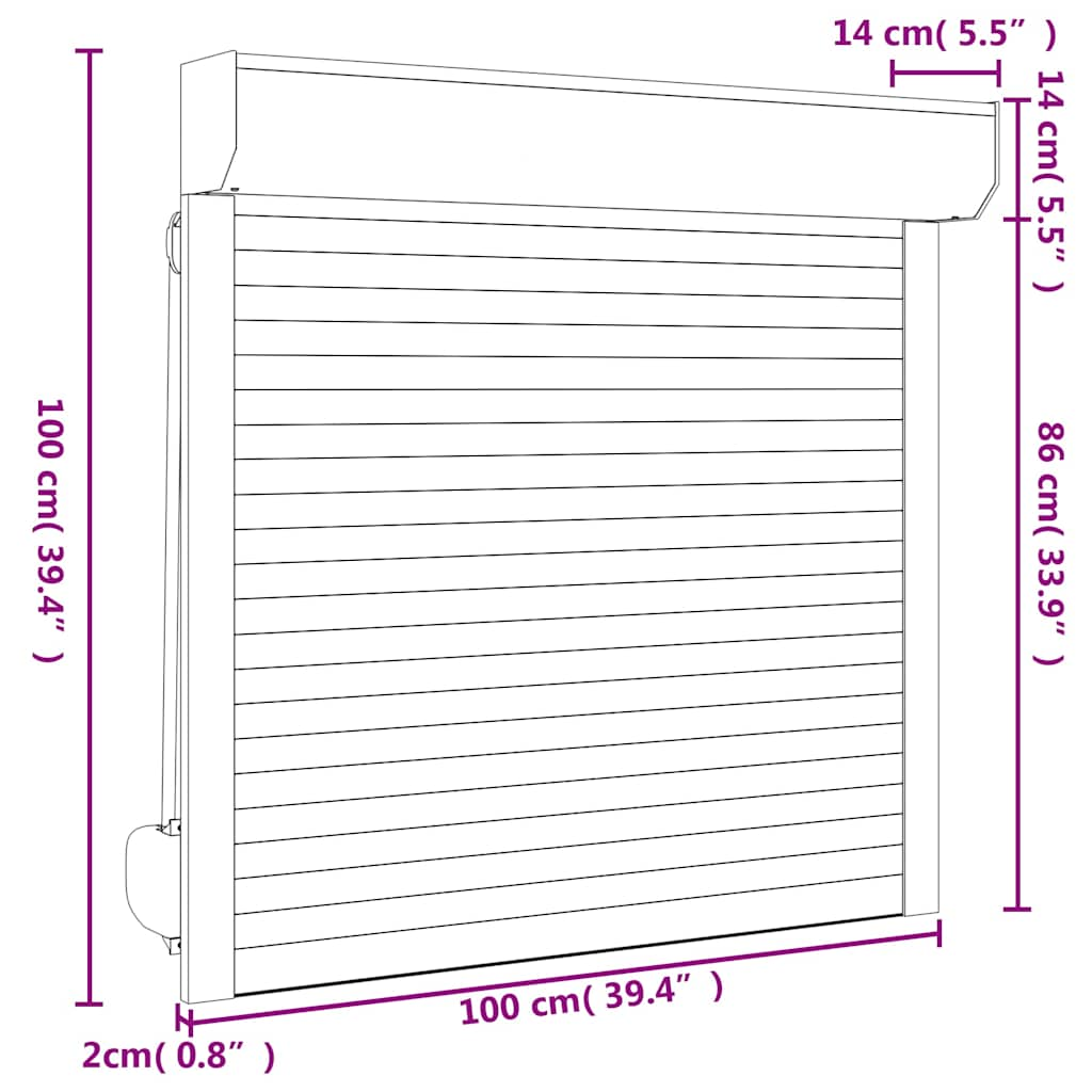 Rollladen Aluminium 100x100 cm Weiß