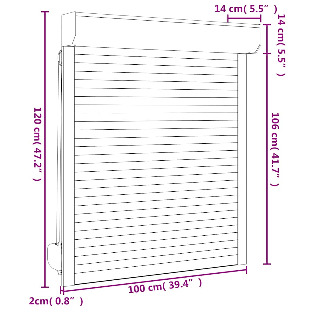 Rollladen Aluminium 100x120 cm Weiß