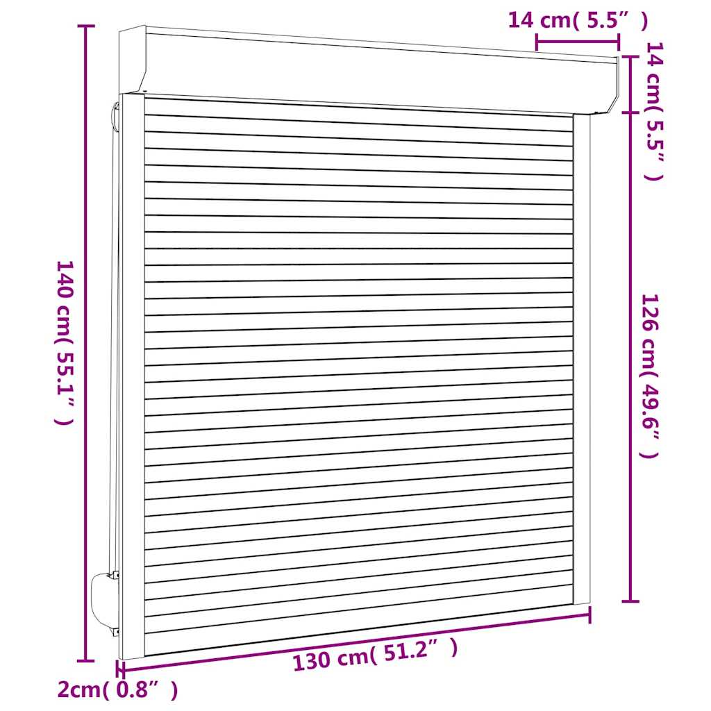 Rollladen Aluminium 130x140 cm Weiß