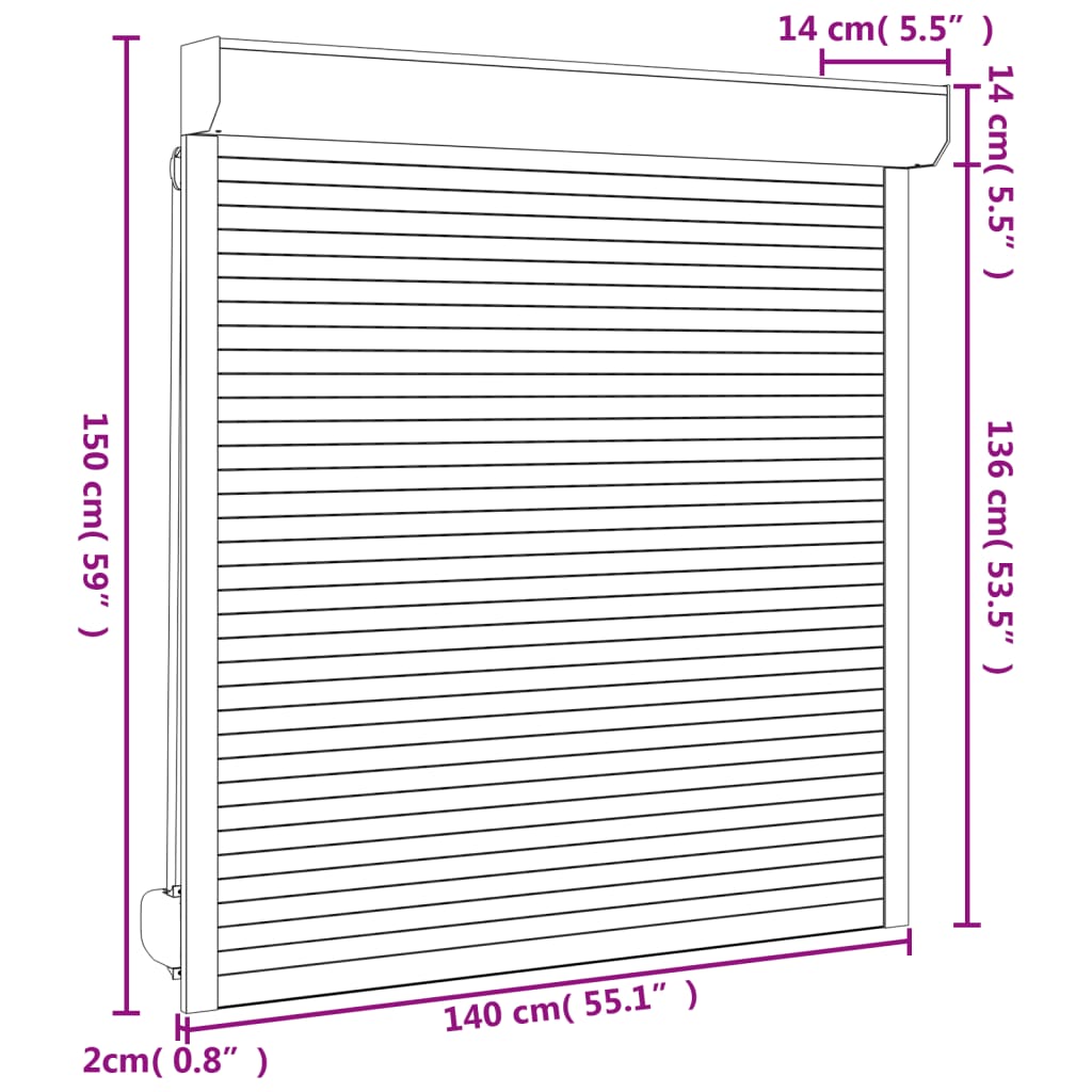 Rollladen Aluminium 140x150 cm Weiß