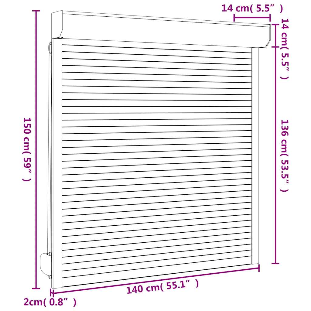 Rollladen Aluminium 140x150 cm Weiß