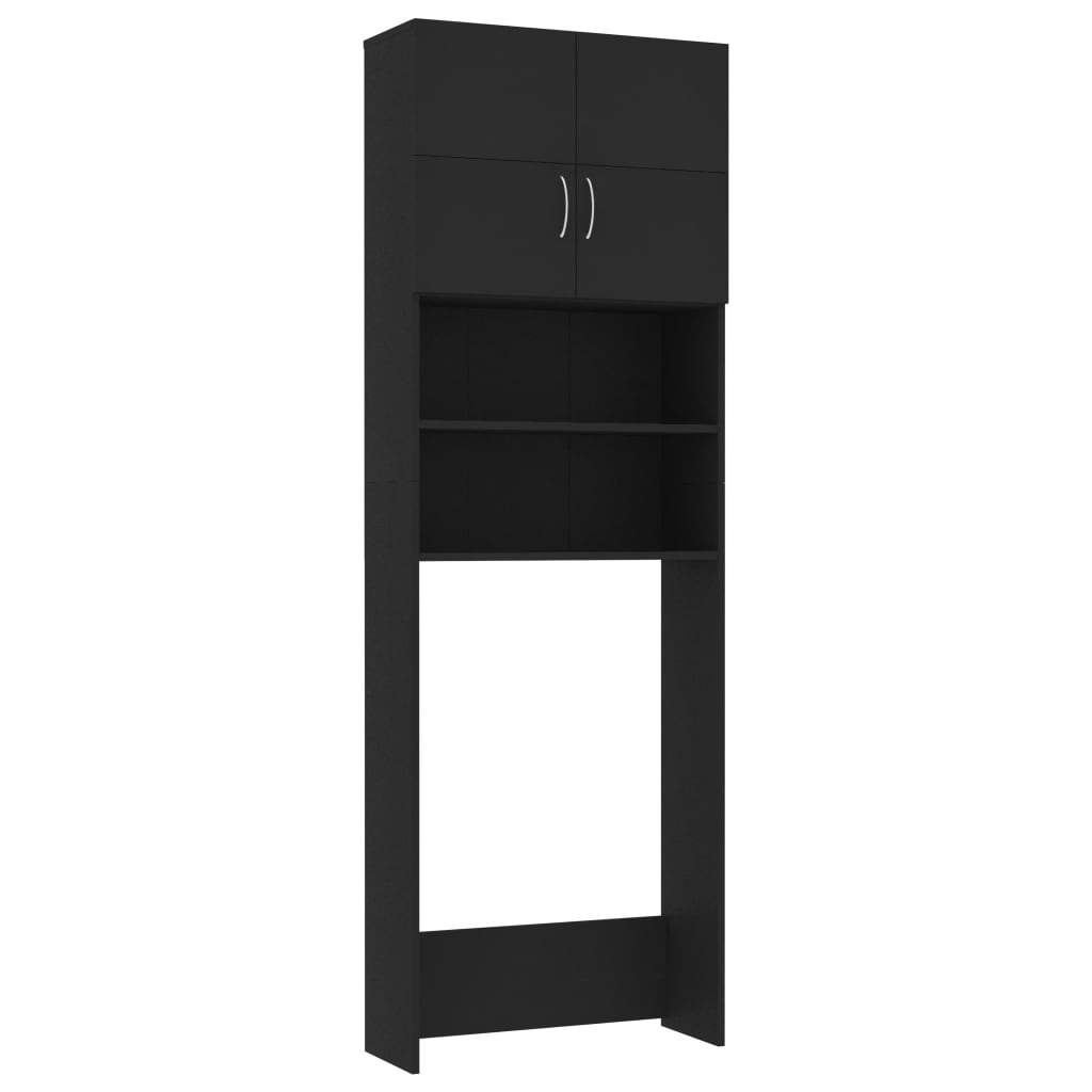 Waschmaschinenschrank Schwarz 64x25,5x190 cm Holzwerkstoff - Pazzar.ch