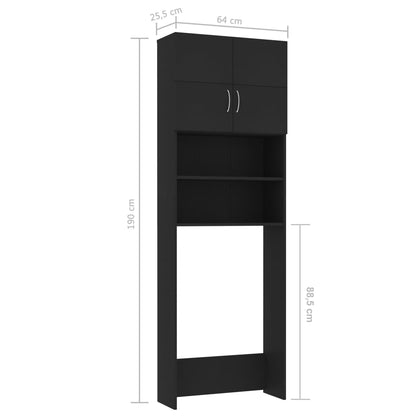 Waschmaschinenschrank Schwarz 64x25,5x190 cm Holzwerkstoff - Pazzar.ch