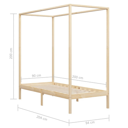 Himmelbett-Gestell Massivholz Kiefer 90 x 200 cm - Pazzar.ch