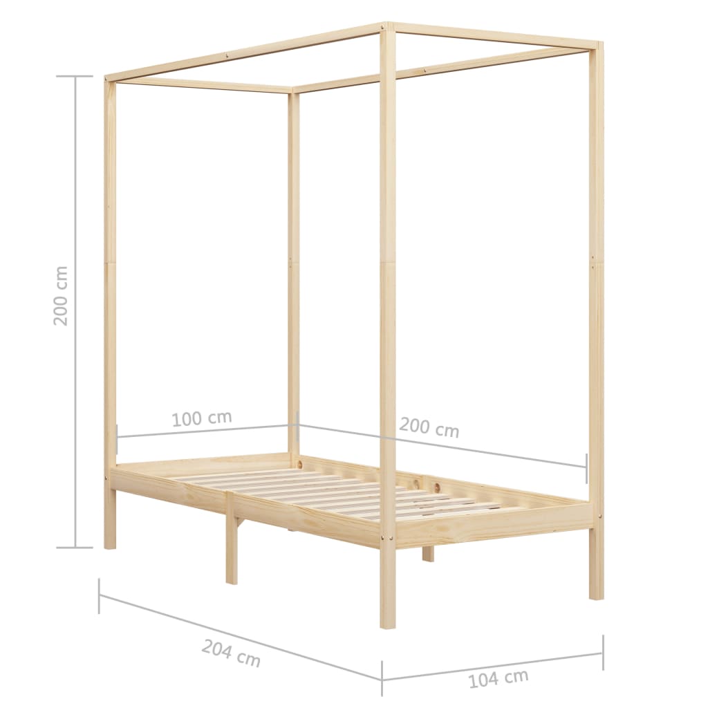 Himmelbett-Gestell Massivholz Kiefer 100 x 200 cm - Pazzar.ch
