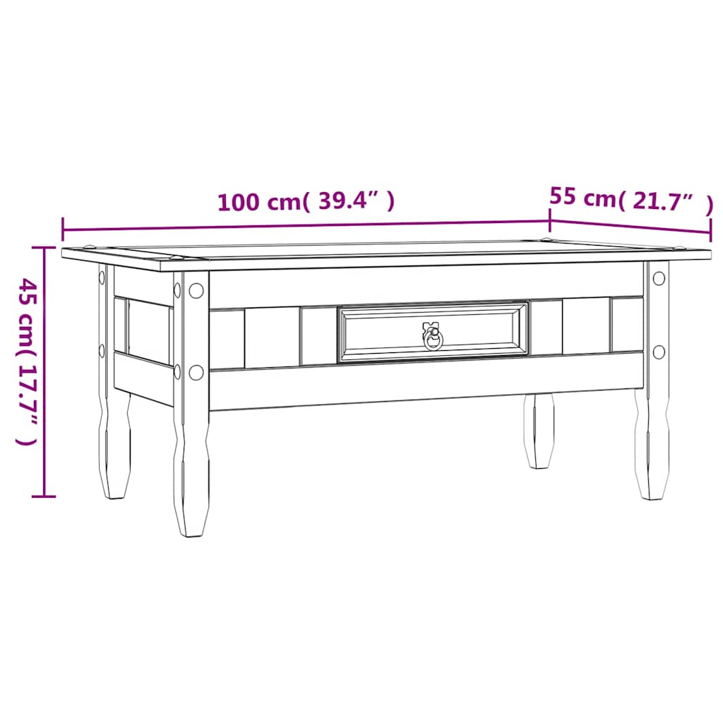 Couchtisch Mexiko-Stil Kiefernholz Weiß 100x55x44 cm - Pazzar.ch