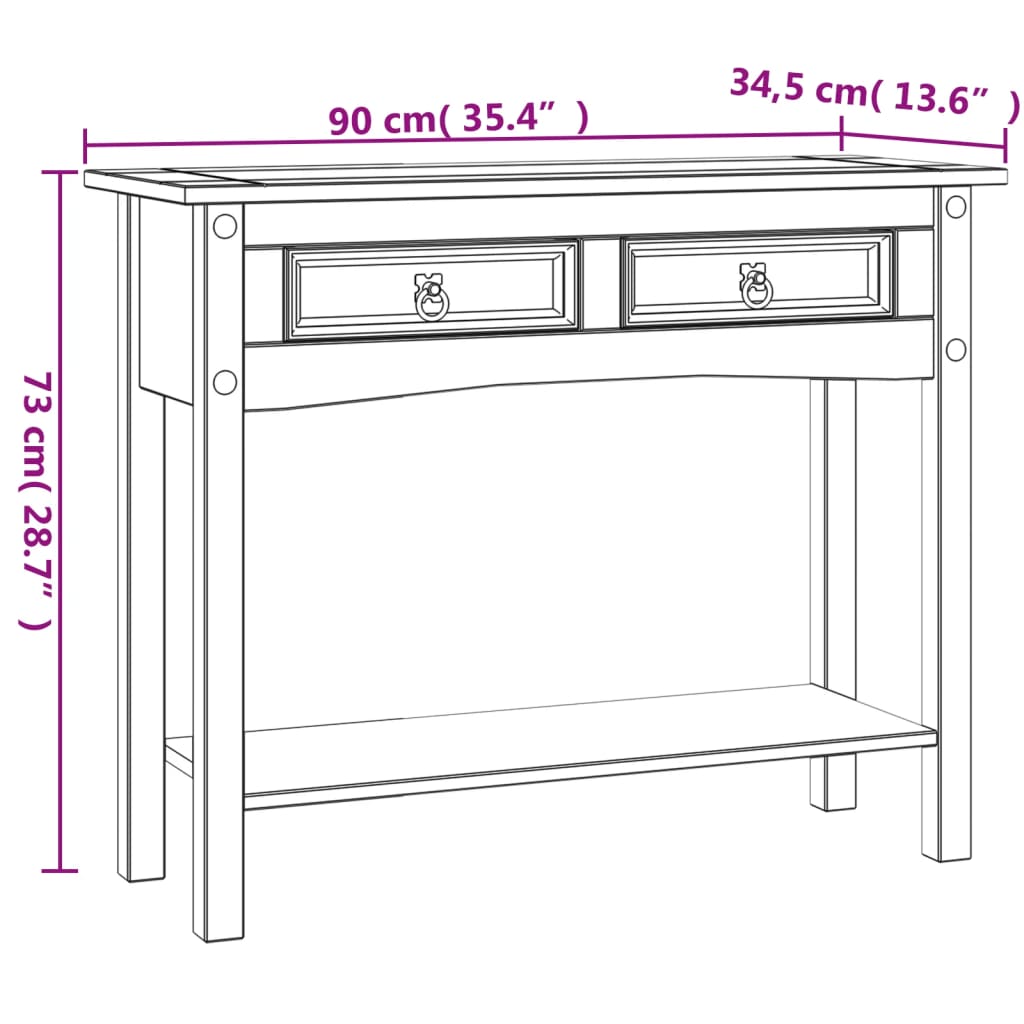 Konsolentisch Mexiko-Stil Kiefernholz Weiß 90x34,5x73 cm - Pazzar.ch