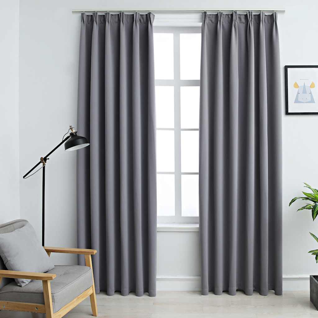 Verdunkelungsvorhänge mit Haken 2 Stk. Grau 140x225cm - Pazzar.ch