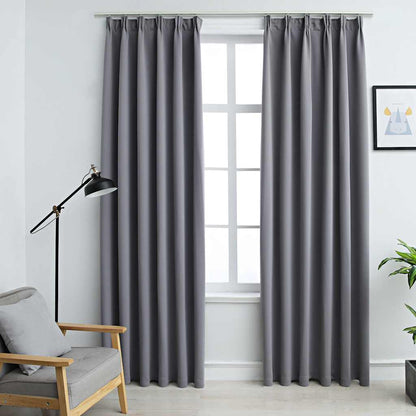 Verdunkelungsvorhänge mit Haken 2 Stk. Grau 140x225cm - Pazzar.ch