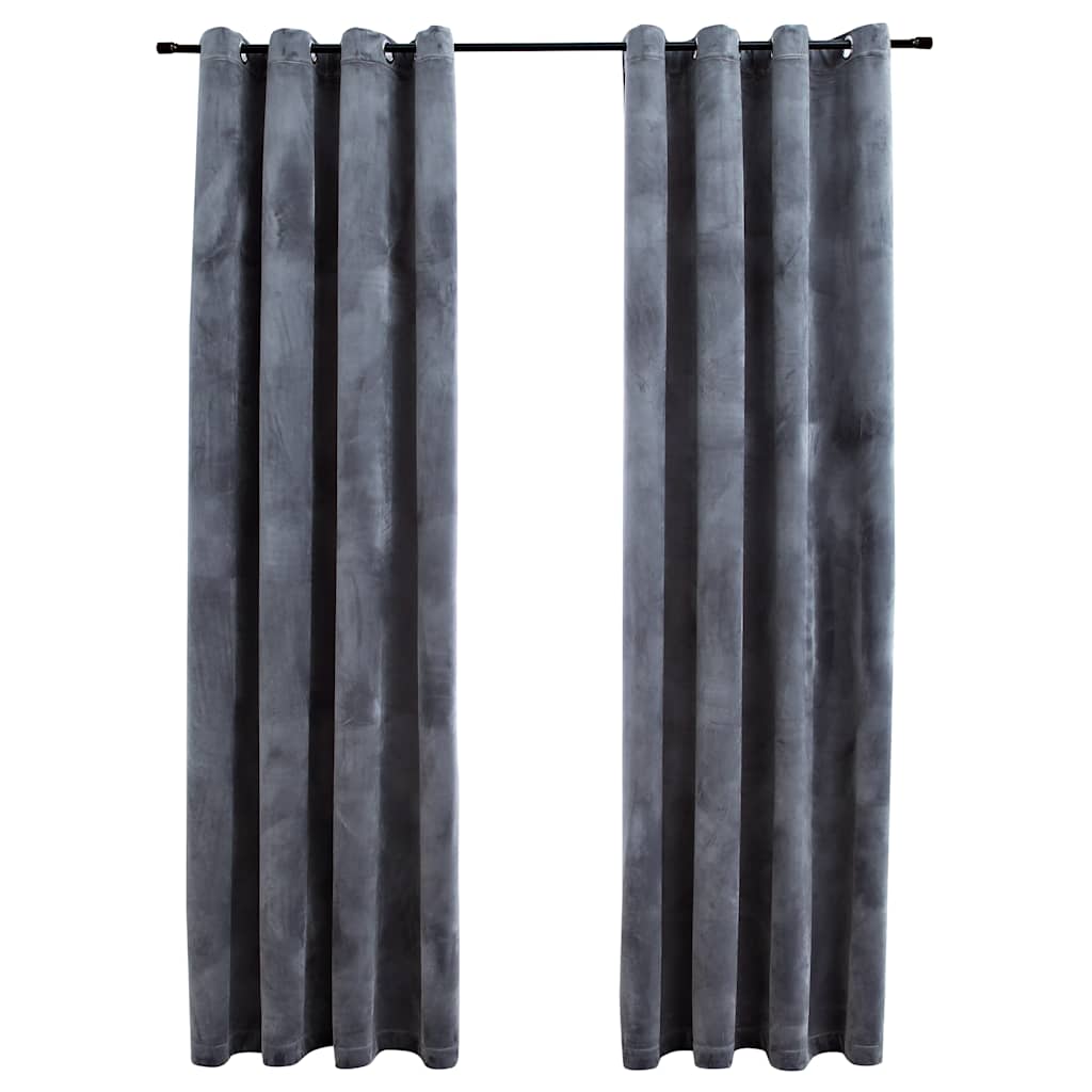 Verdunkelungsvorhänge mit Ösen 2 Stk. Samt Anthrazit 140x175 cm - Pazzar.ch
